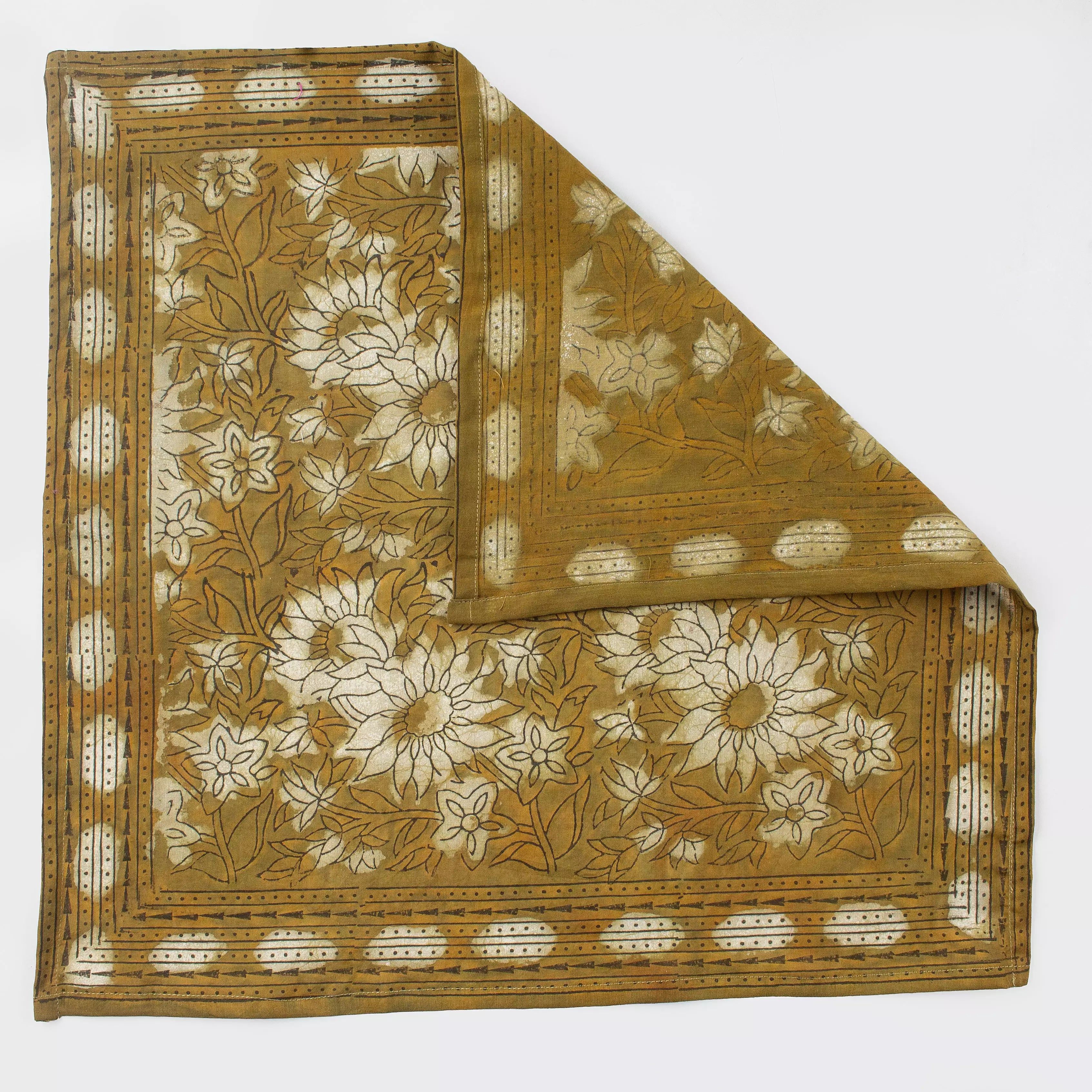 Floral Hand Block Printed Dabu Cotton Bandana 612